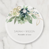 Étiquettes Cadeau Élégant feuillage de succulente bleu-vert mariage (Devant)