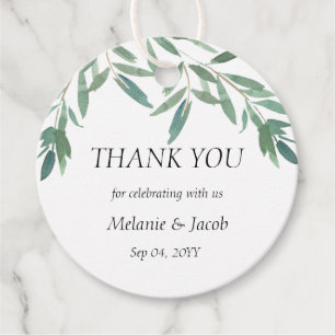 Étiquettes Cadeau Élégant feuillage vert arrondi Favoriser Tags