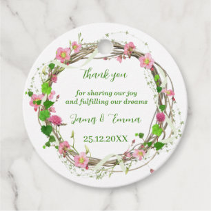 Étiquettes Cadeau Élégant Feuille d'arbre vert Mariage personnalisé