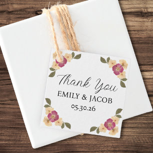 Étiquettes Cadeau Elégant Fleur sauvage Jardin Boho Mariage Merci