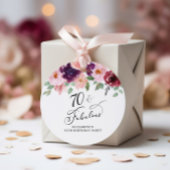 Étiquettes Cadeau Elégant Floral 70e anniversaire Merci de fête