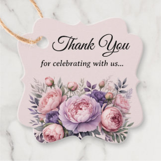Étiquettes Cadeau Elégant Floral couleurs pastel doux Merci