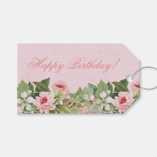 Étiquettes-cadeau Elégant floral Happy Birthday tag cadeau avec fleu
