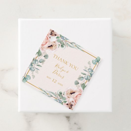 Étiquettes Cadeau Élégant flou | Mots clés Pastel Merci Favor (En situation)