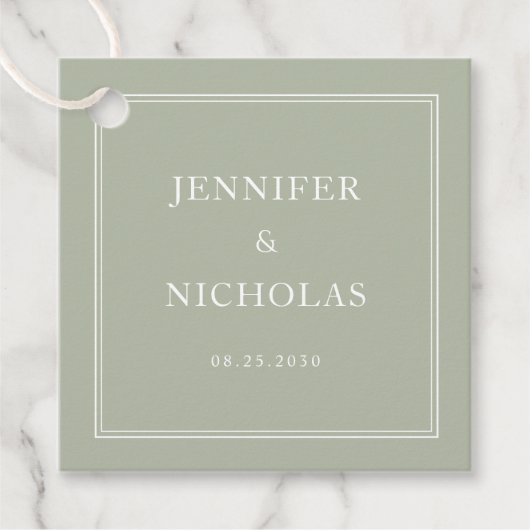 Étiquettes Cadeau Elegant Formal Sage Green Wedding (Devant)