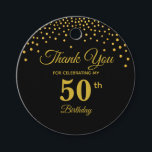 Étiquettes Cadeau Elégant Gold 50th Birthday Merci Favor Tags<br><div class="desc">Elégant beau confetti en or 50th Birthday Merci Favor Tags. Élégante étiquette dorée et noire.</div>