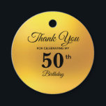 Étiquettes Cadeau Elégant Gold 50th Birthday Merci Favor Tags<br><div class="desc">Elégante belle or 50th Birthday Merci Favor Tags.</div>