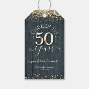 Étiquettes-cadeau Élégant Gold 50th Birthday Script