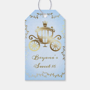 Étiquettes-cadeau Elégant Gold Carriage Blue Storybook Royal
