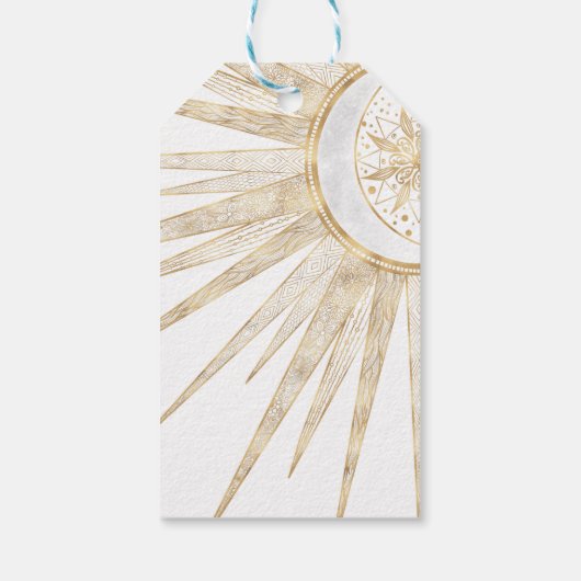 Étiquettes-cadeau Elegant Gold Doodles Sun Moon Mandala Design (Dos)