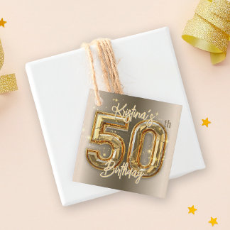 Étiquettes Cadeau Elégant Gold et Diamond 50e anniversaire
