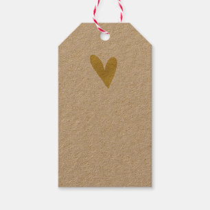 Étiquettes-cadeau Élégant Gold Heart Kraft Tags cadeaux personnalisé