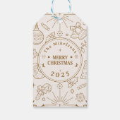 Étiquettes-cadeau Élégant Gold Line Art Noël (Dos)