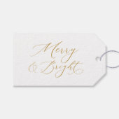 Étiquettes-cadeau Elegant Gold Script “Merry & Bright” Christmas (Devant (Horizontal))