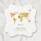 Étiquettes Cadeau Elégant Gold World Map Destination Mariage (Dos)