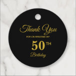 Étiquettes Cadeau Elégant Golden 50th Birthday Merci Favor Tags<br><div class="desc">Elégant beau or 50th Birthday Merci Favor Tags. Élégante étiquette dorée et noire.</div>