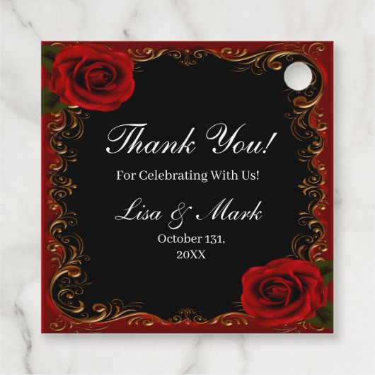 Étiquettes Cadeau Élégant Goth Red Roses (Dos)