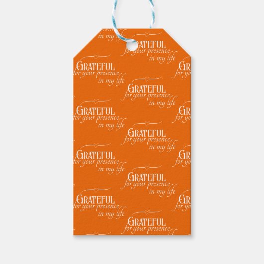 Étiquettes-cadeau Elégant Grateful Thanksgiving Orange d'automne (Devant)