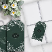 Étiquettes-cadeau Elegant Green Leaves Minimalist Monogram