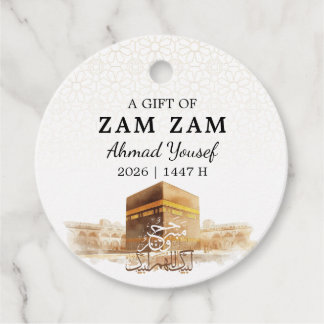 Étiquettes Cadeau Elegant HAJJ MABRUR eau Zam Zam