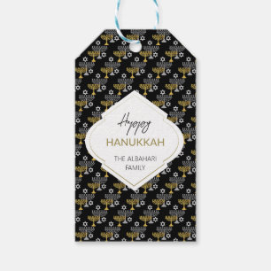 Étiquettes-cadeau Elégant Hanoukka Holiday Motif Gold