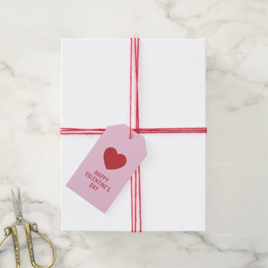 Étiquettes-cadeau Élégant Heureuse Sainte-Valentin sur mesure Red He (Avec de la ficelle)
