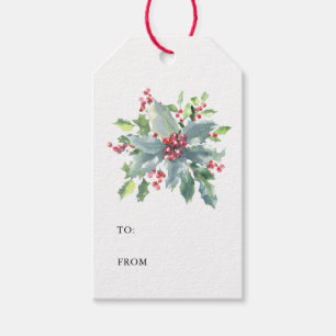 Étiquettes-cadeau Élégant Holly Berry Noël