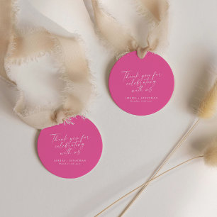Étiquettes Cadeau Élégant Hot rose tendance Script Merci personnalis