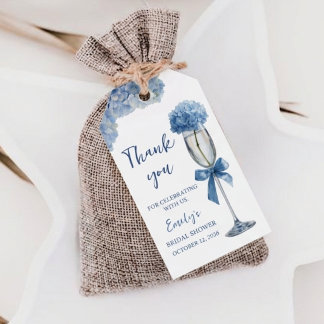 Étiquettes-cadeau Élégant Hydrangea Bleu « Quelque Chose de Bleu » C