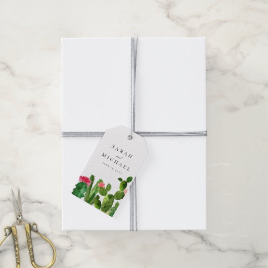 Étiquettes-cadeau Elégant jardin de Cactus | MARIAGE (Avec de la ficelle)