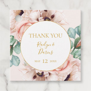 Étiquettes Cadeau Elégant Jardin Floral Blush Pastel Merci