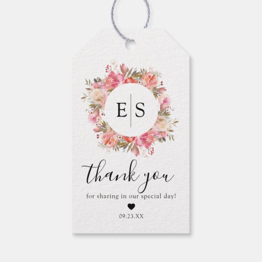 Étiquettes-cadeau Elégant Jardin Rose Floral Mariage Favoriser (Dos)