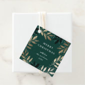 Étiquettes Cadeau Élégant Joyeux Noël Gold Branch Vacances (En situation)