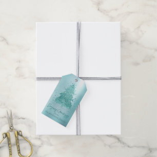 Étiquettes-cadeau Élégant Joyeux Noël Luxe Aqua Mint personnalisée
