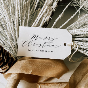 Étiquettes-cadeau Élégant Joyeux Noël Script Green Plaid Holiday