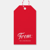 Étiquettes-cadeau Élégant Joyeux Noël Script Red Holiday (Dos)