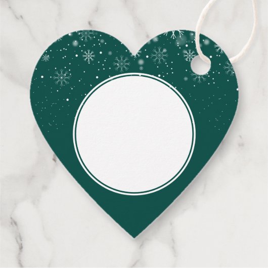 Étiquettes Cadeau Élégant Joyeux Noël Snowflakes Emerald Green (Dos)