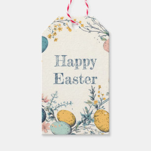 Étiquettes-cadeau Elégant Joyeux Pâques Floral