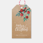 Étiquettes-cadeau Elégant Kraft Joyeux Noël Berries rouges (Devant)