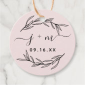Étiquettes Cadeau Elegant Laurel Feuille Script Initiales Mariage (Devant)