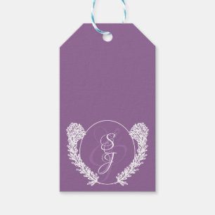 Étiquettes-cadeau Élégant Lavande de Monogramme Mariage violet