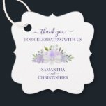 Étiquettes Cadeau Élégant Lavande violet Boho Mariage Merci<br><div class="desc">Ces belles étiquettes de faveur sont parfaites pour remercier les invités spéciaux ou les membres de votre mariage. Elles présentent un beau design boho chic rustique avec vos noms et la date mariage avec un bel ensemble de roses aquarelles peints à la main, fleurs et feuillage dans des tons de...</div>