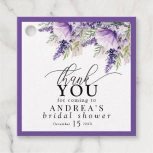 Étiquettes Cadeau Élégant Lavande violet Fleurs Merci