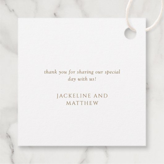 Étiquettes Cadeau Elégant "Le Mariage de", Mariage de calligraphie o (Dos)