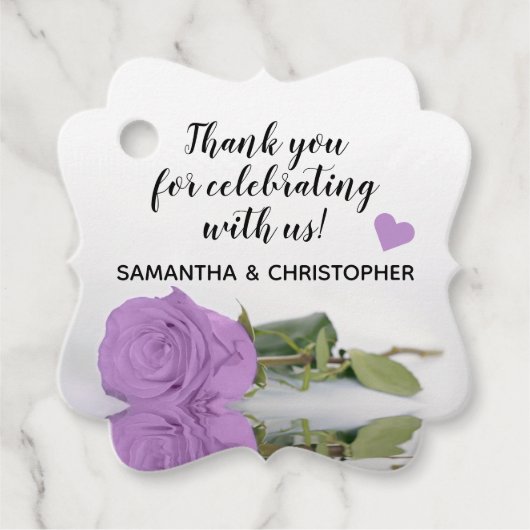 Étiquettes Cadeau Élégant Lilac Purple Rose Merci Mariage (Devant)