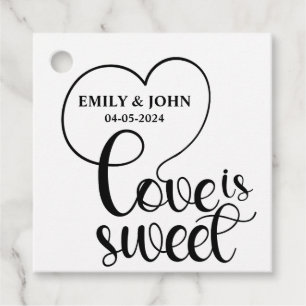 Étiquettes Cadeau Elegant Love Is Sweet calligraphy Heart