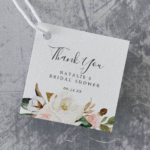 Étiquettes Cadeau Élégant Magnolia Merci de Fête des mariées floue