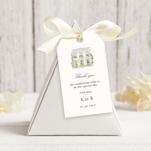 Étiquettes-cadeau Élégant manoir aquarelle mariage rococo