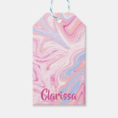 Étiquettes-cadeau Elégant marbre rose pastel bleu orange (Devant)