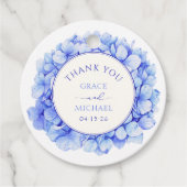 Étiquettes Cadeau Élégant Mariage à fleurs bleu Hydrangea (Devant)